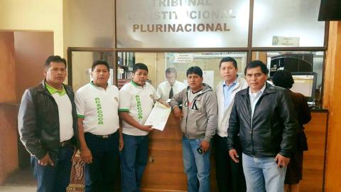 Dirigentes de Adepcoca en el TCP, Sucre.